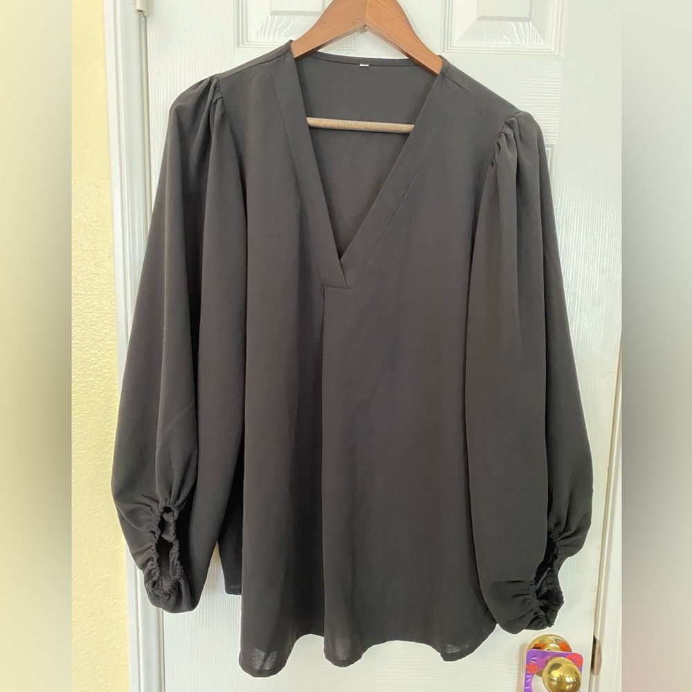 Flowing V Neck Tunic Blouse
